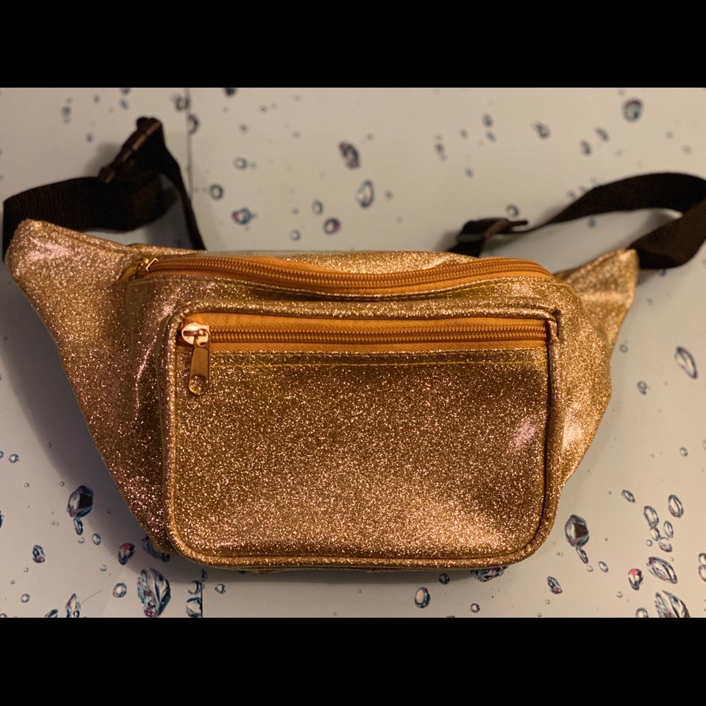 Patent Gold Glitter Fanny Pack, Waist Bag, Purse